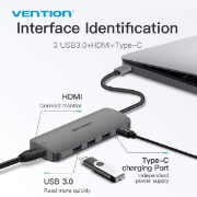 სურათი გადამყვანი VENTION Type-C To HDMI USB3.0 HUB CGPHA
