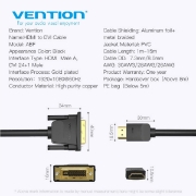 Picture of HDMI TO DVI-D კაბელი VENTION ABFBI 3M BLACK