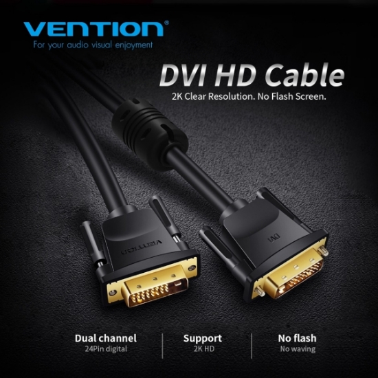 სურათი DVI-D კაბელი VENTION EAABH 2M 24+1 BLACK