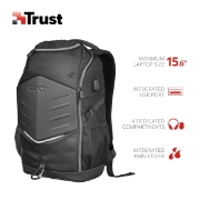 სურათი ნოუთბუქის ჩანთა TRUST GXT 1255 OUTLAW (23240) BACKPACK BLACK