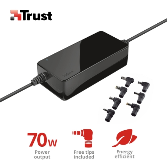სურათი ნოუთბუქის უნივერსალური დამტენი TRUST Primo 70W 19134 BLACK