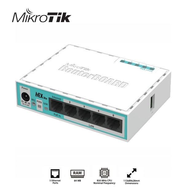 Picture of როუტერი MIKROTIK HEX LITE RB750R2