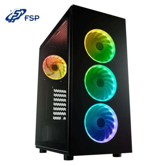 სურათი ქეისი FSP CMT340 Mid Tower RGB Glass Black