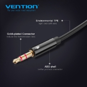 სურათი AUX გადამყვანი VENTION BBTBY 2x 3.5mm Male to 1x 3.5mm Female 4 Pole
