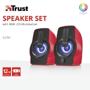 სურათი დინამიკი TRUST GEMI (22979) 2.0 SPEAKER RGB RED