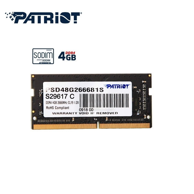 Picture of ოპერატიული მეხსიერება Patriot PSD44G266681S 4GB 2666MHz SODIMM 