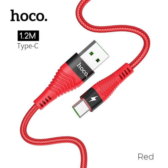 სურათი Type-C კაბელი HOCO U53 5A Flash Charging Data 1.2M RED
