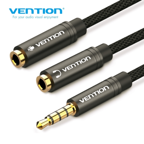 Picture of AUX Adapter Vention BBMBY 4 Pole 3.5mm Male to 2x3.5mm Female