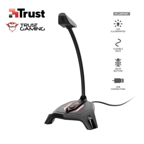 Picture of MICROPHONE TRUST GXT 215 ZABI 23800 USB LED BLACK