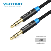 Picture of AUX Cable VENTION P350AC500-B-M 3.5mm 5M Cotton Braided Black
