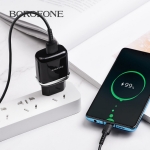 Picture of USB FAST Charger Borofone BA36A QC3.0/QC2.0 18W BLACK 