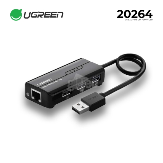 სურათი USB 2.0 ჰაბი UGREEN 20264 3x USB2.0 RJ45 Ethernet Adapter 