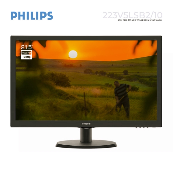სურათი მონიტორი PHILIPS 223V5LSB2/10 21.5" FHD TFT-LCD WLED 60Hz 5ms BLACK
