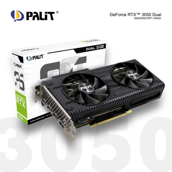 სურათი ვიდეო დაფა PALIT RTX 3050 DUAL 8GB (NE63050019P1-190AD) GDDR6 128BIT