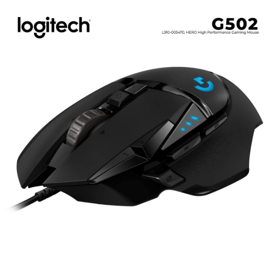 Picture of Gaming Mouse LOGITECH G502 HERO L910-005470 High Performance USB BLACK