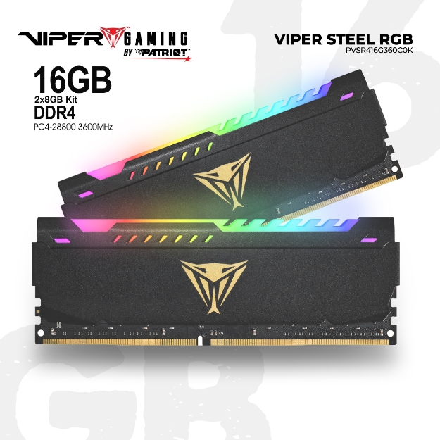 Picture of ოპერატიული მეხსიერება Patriot VIPER STEEL RGB PVSR416G360C0K DDR4 16GB 3600MHz