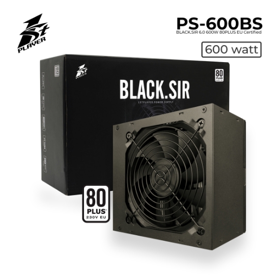 Picture of POWER SUPPLY 1STPLAYER BLACK.SIR 6.0 PS-600BS 600W 80 PLUS EU