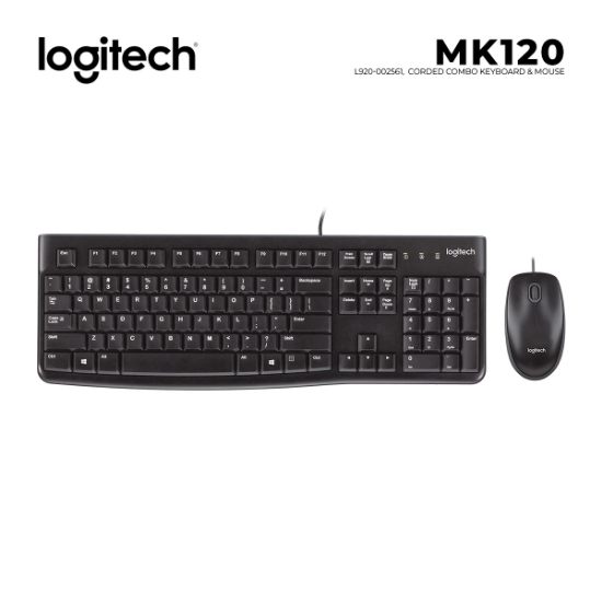 Picture of USB KEYBOARD MOUSE LOGITECH MK120 L920-002561 BLACK