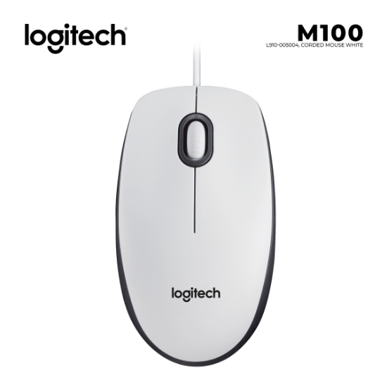 Picture of MOUSE LOGITECH M100 L910-005004 USB 1.8M WHITE