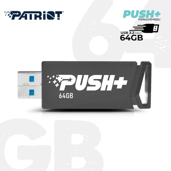 სურათი USB3.2 ფლეშ მეხსიერება PATRIOT PUSH+ PSF64GPSHB32U 64GB BLACK