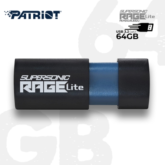 სურათი USB3.2 მეხსიერება PATRIOT SUPERSONIC RAGE LITE 64GB PEF64GRLB32U