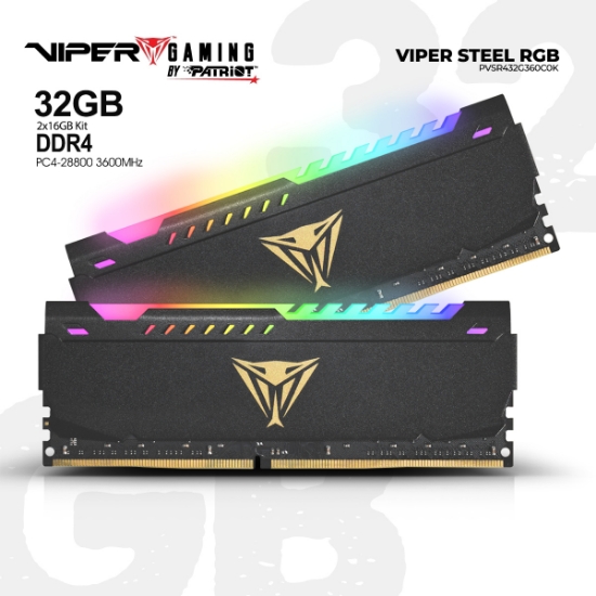 Picture of MEMORY PATRIOT VIPER STEEL RGB PVSR432G360C0K DDR4 32GB 3600MHZ