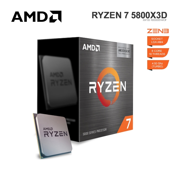 Picture of PROCESSOR AMD Ryzen 7 5800X3D AM100-100000651WOF 96MB CACHE 4.50GHZ BOX