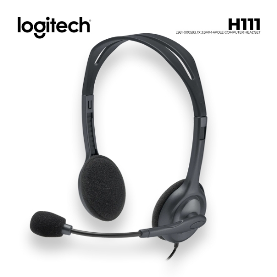 სურათი ყურსასმენი LOGITECH H111 L981-000593 1x 3.5MM 4Pole WITH MIC Gray