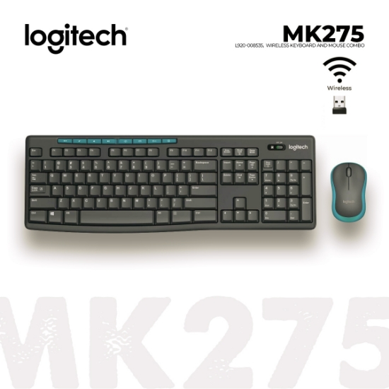 Picture of WIRELESS KEYBOARD MOUSE LOGITECH MK275 L920-008535 COMBO BLACK BLUE
