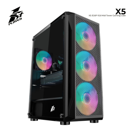 Picture of CASE 1STPLAYER X5 X5-3G6P-1G6 MIDI TOWER BLACK