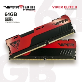 Picture of MEMORY PATRIOT VIPER ELITE II PVE2464G360C0K 64GB DDR4 3600MHZ