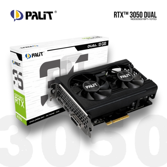 სურათი ვიდეო დაფა Palit RTX 3050 DUAL 8GB (NE63050018P1-1070D) GDDR6 128bit 
