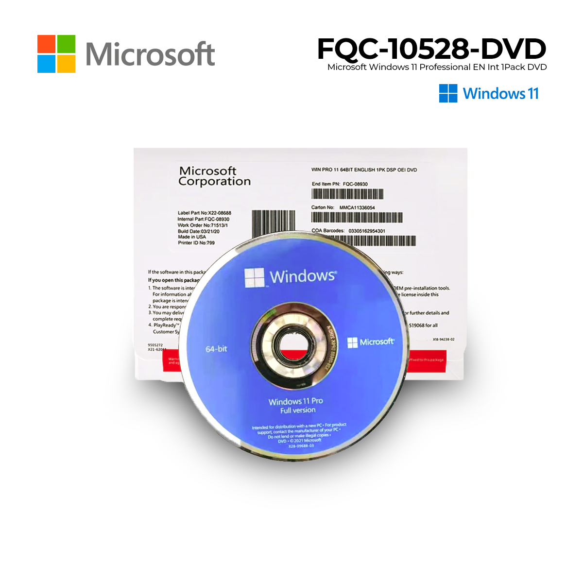 gITec Online Shop -Microsoft Windows 11 Pro FQC-10528 DVD OEM