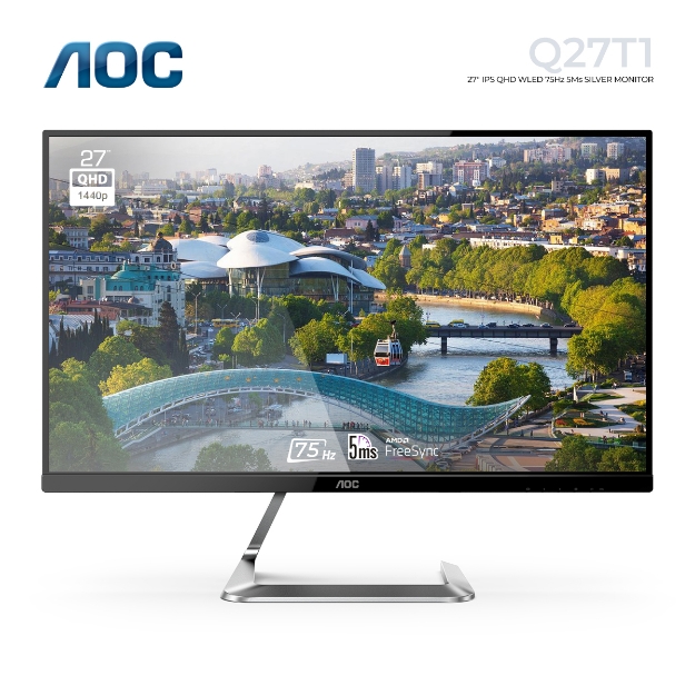 Picture of MONITOR AOC Q27T1 27" QHD IPS WLED 75Hz 5MS Zero Edge Design SILVER