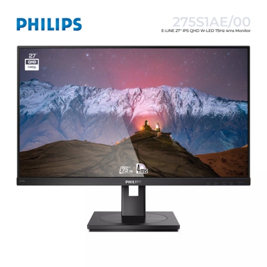 სურათი მონიტორი PHILIPS E-LINE 275S1AE/00 27" 2K QHD IPS WLED 75HZ 4MS BLACK