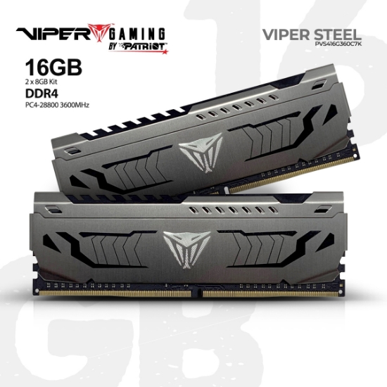 Picture of Memory Patriot Viper STEEL PVS416G360C7K 16GB 3600MHZ UDIMM DUAL KIT