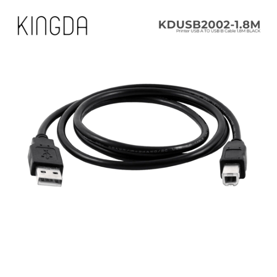 სურათი პრინტერის კაბელი KINGDA KDUSB2002-1.8M 1.8M BLACK USB A to USB B