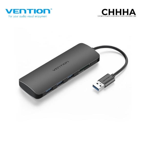 Picture of USB HUB VENTION CHHHA 10CM USB3.0 Card reader BLACK