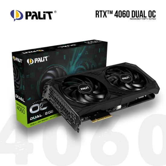 სურათი ვიდეო დაფა Palit GeForce RTX 4060 DUAL OC NE64060T19P1-1070D 8GB 128bit GDDR6