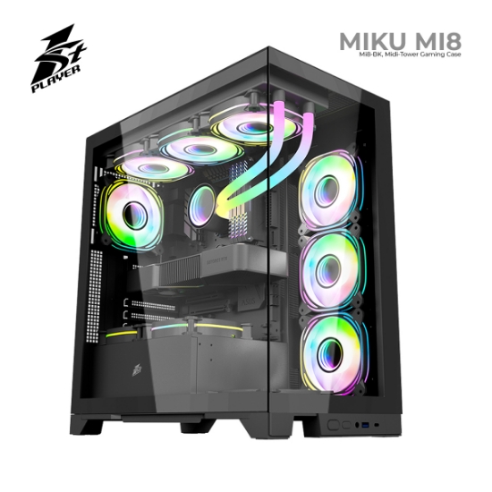 სურათი ქეისი 1STPLAYER MIKU Mi8 Mi8-BK Midi Tower Black 