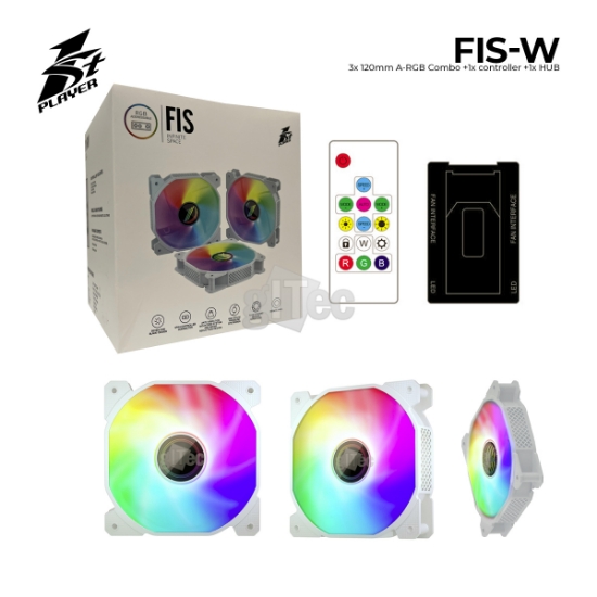 სურათი ქეისის ქულერი 1STPLAYER FIS-W A-RGB WITH CONTROLLER & REMOTE CONTROL White