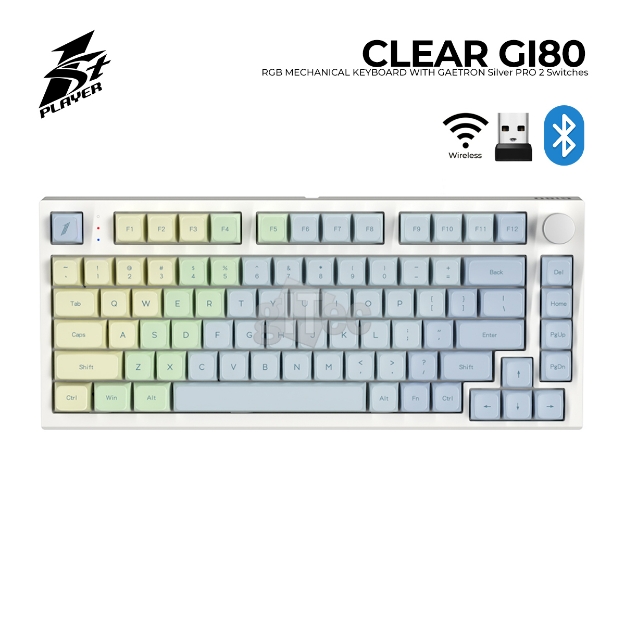 Picture of KEYBOARD 1STPLAYER CLEAR Gi80 GI80-GT-SLPro/SW RGB MECHANICAL GATERON Silver PRO 2 SWITCHES