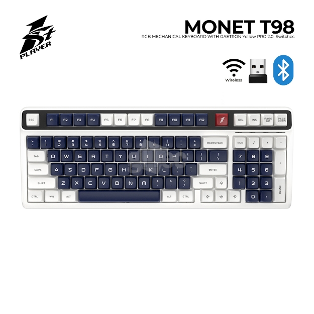 Picture of Keyboard 1STPLAYER MONET T98 Romance RGB MECHANICAL GATERON Yellow Pro 2.0 SWITCHES