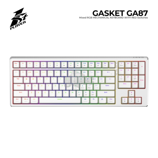 Picture of KEYBOARD 1STPLAYER GASKET GA87 RGB-WH-RED/SW Monochrome Mixed Light RGB MECHANICAL RED SWITCHES