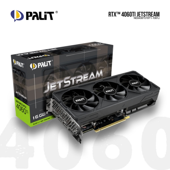 სურათი ვიეო დაფა PALIT RTX4060TI JETSTREAM NE6406T019T1-1061J 16GB GDDR6 128BIT