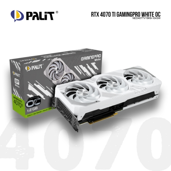 სურათი ვიეო დაფა PALIT RTX 4070 Ti GamingPro White OC NED407TV19K9-1043W 12GB GDDR6X 192BIT