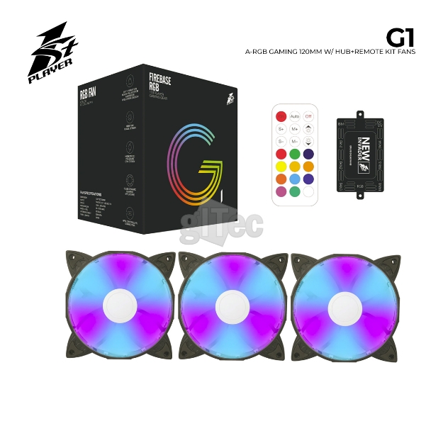Picture of CASE FAN 1STPLAYER G1 A-RGB WITH CONTROLLER & REMOTE CONTROL BLACK