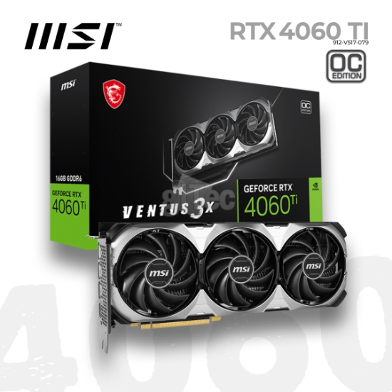 Picture of VIDEO CARD MSI RTX 4060 Ti VENTUS 3X 16G OC 912-V517-079 16 16GB GDDR6 128-bit