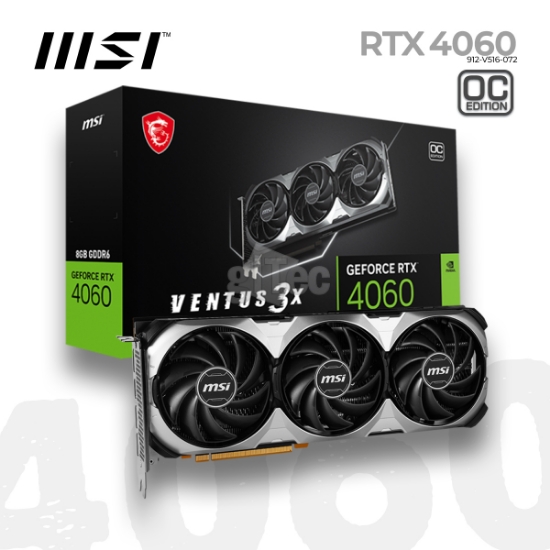 Picture of VIDEO CARD MSI RTX 4060 VENTUS 3X 8G OC 912-V516-072 8GB GDDR6 128-bit