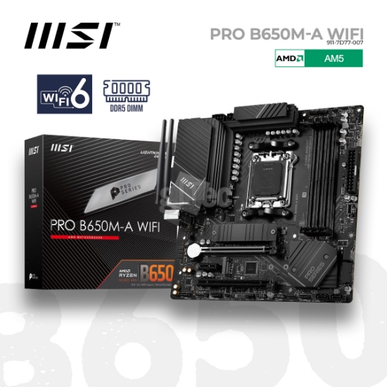 Picture of MOTHERBOARD MSI PRO B650M-A WIFI AM5 911-7D77-007 AMD AM5 DDR5
